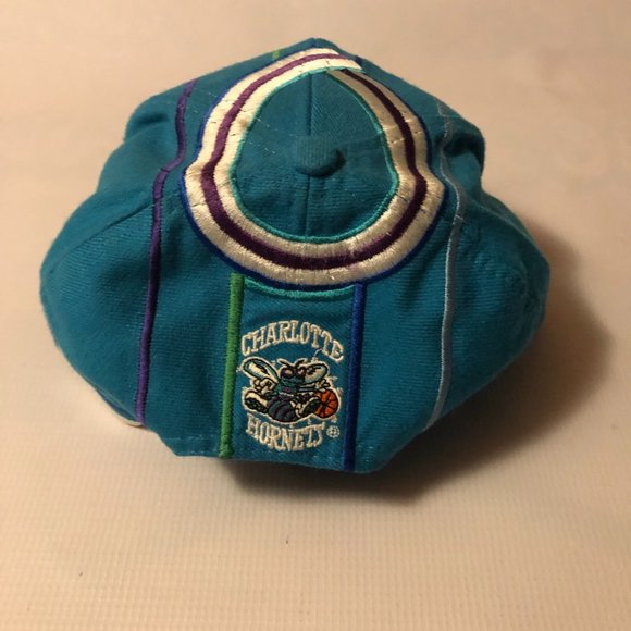 Vintage 90s T.E.I NBA Charlotte Hornets Big Logo Jersey Snapback Hat - Picture 3 of 5